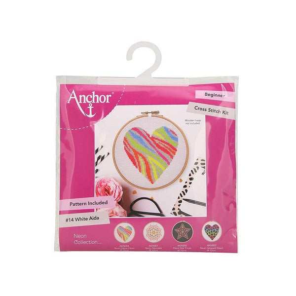 Anchor Neon Zebra Heart Counted Cross Stitch Kit kosse nanat khar kosse 