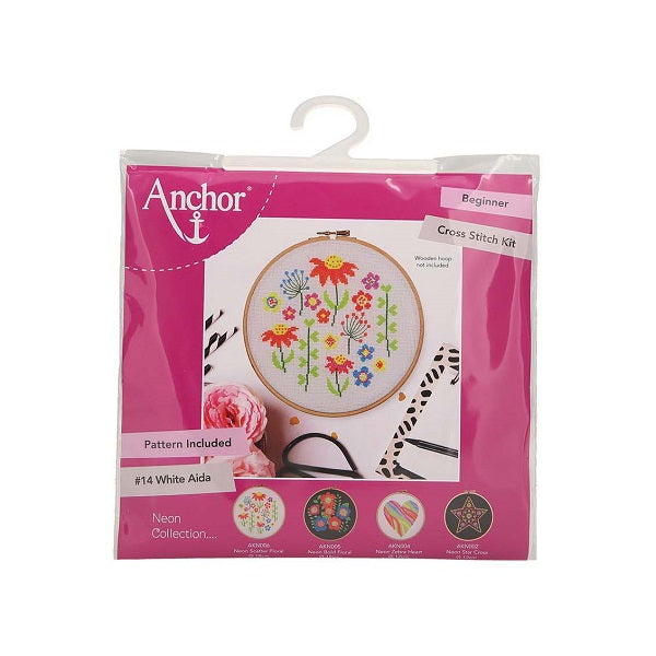 Anchor Neon Scatter Floral Cross Stitch Kit kosse nanat khar kosse 