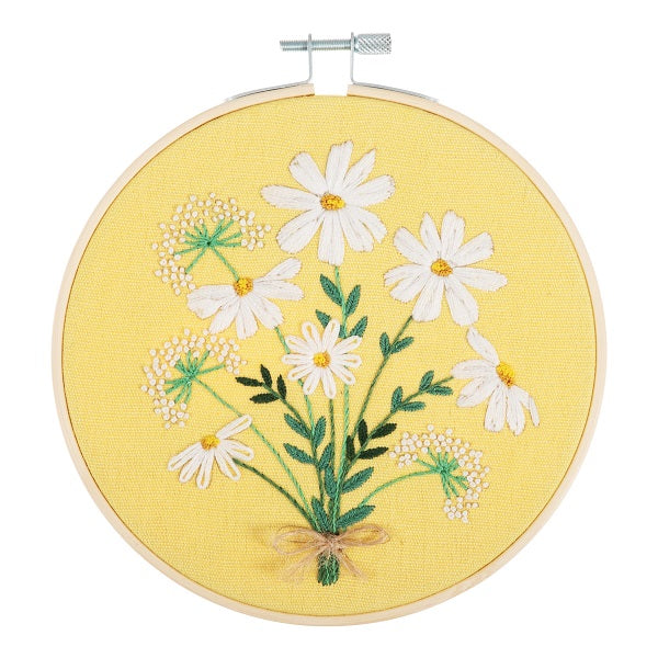 Daisies Embroidery Kit with Hoop kosse nanat khar kosse 