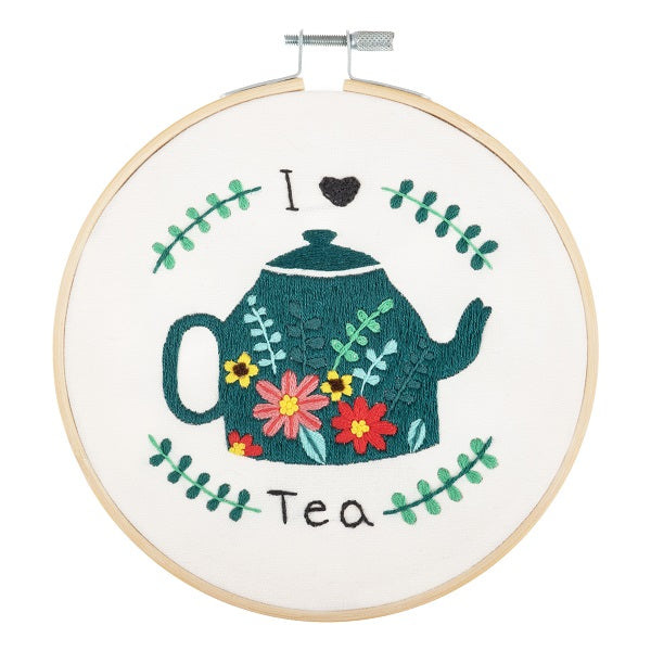 I Love Tea Embroidery Kit with Hoop kosse nanat khar kosse 