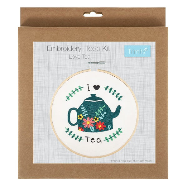 I Love Tea Embroidery Kit with Hoop kosse nanat khar kosse 