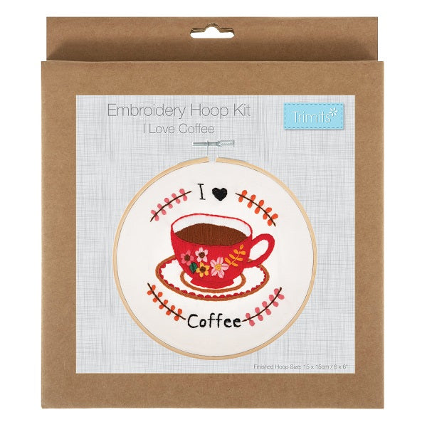 I Love Coffee Embroidery Kit with Hoop kosse nanat khar kosse 