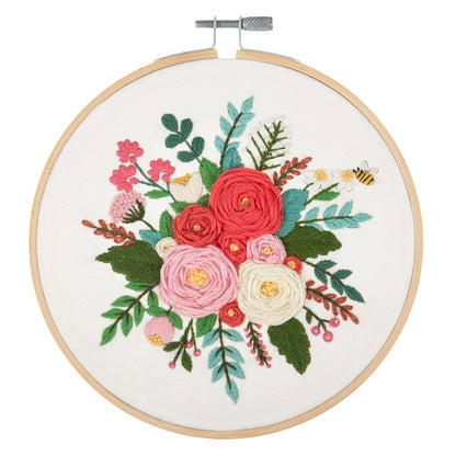 Rose Embroidery Kit with Hoop