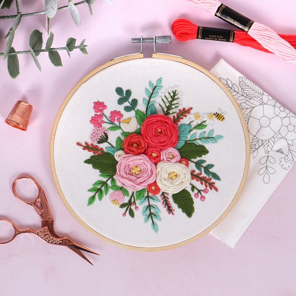 Rose Embroidery Kit with Hoop kosse nanat khar kosse 