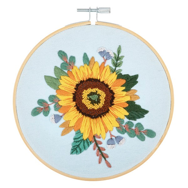 Sunflower Embroidery Kit with Hoop kosse nanat khar kosse 