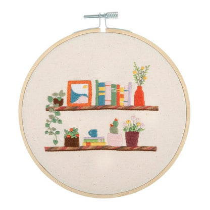 Floral Shelf Embroidery Kit with Hoop